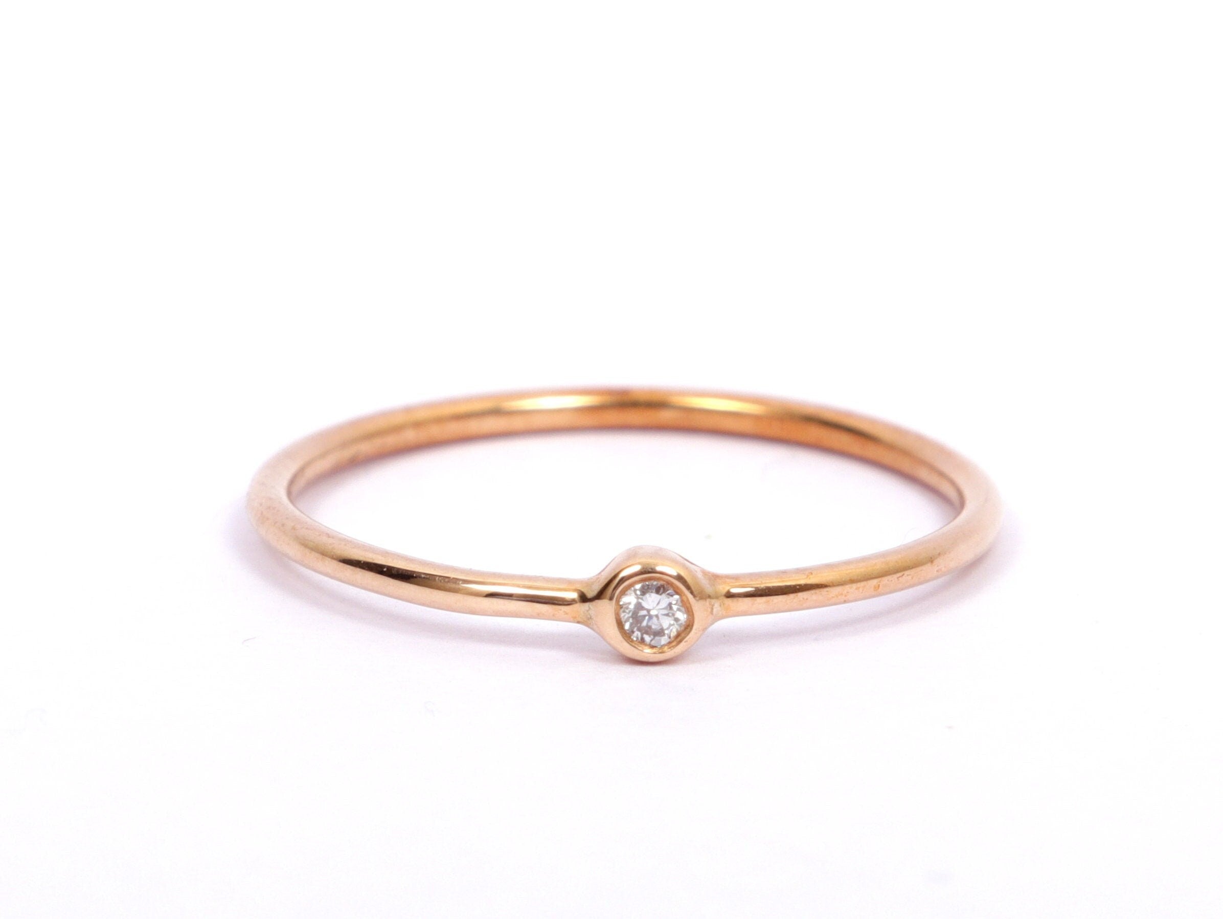 9k/14k/18k Gold Diamond Stacking Ring | Dainty Minimalist Diamond Ring | Gold Stacking Ring -