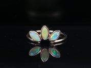 Opal Leaf Ring | Gold Fire Opal Ring | October Birthstone Jewelry | Minimalist Opal Jewelry -