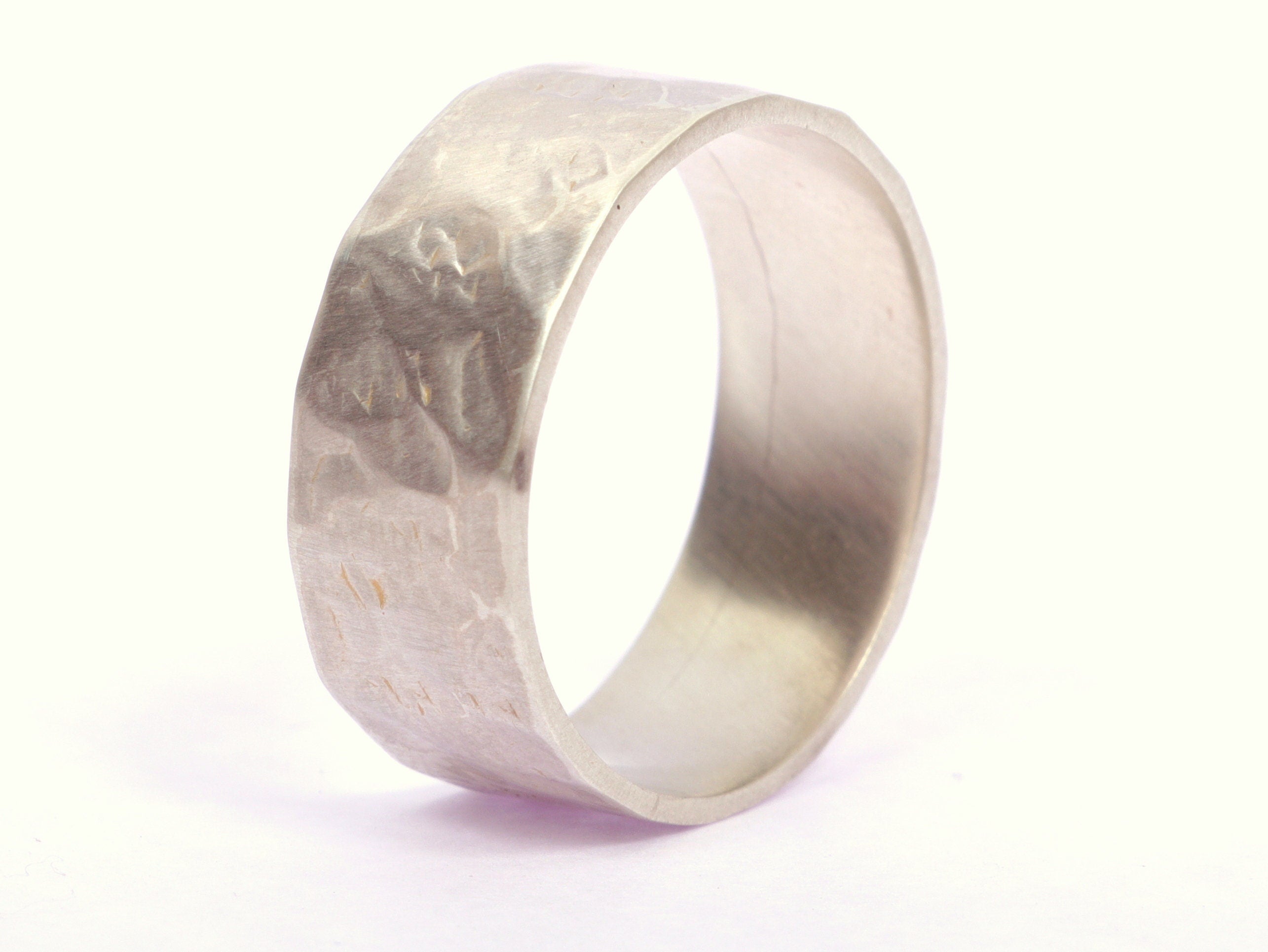 Sterling Silver Hammered Wedding Ring | Father's Day Gift | Hammered Band for Him -