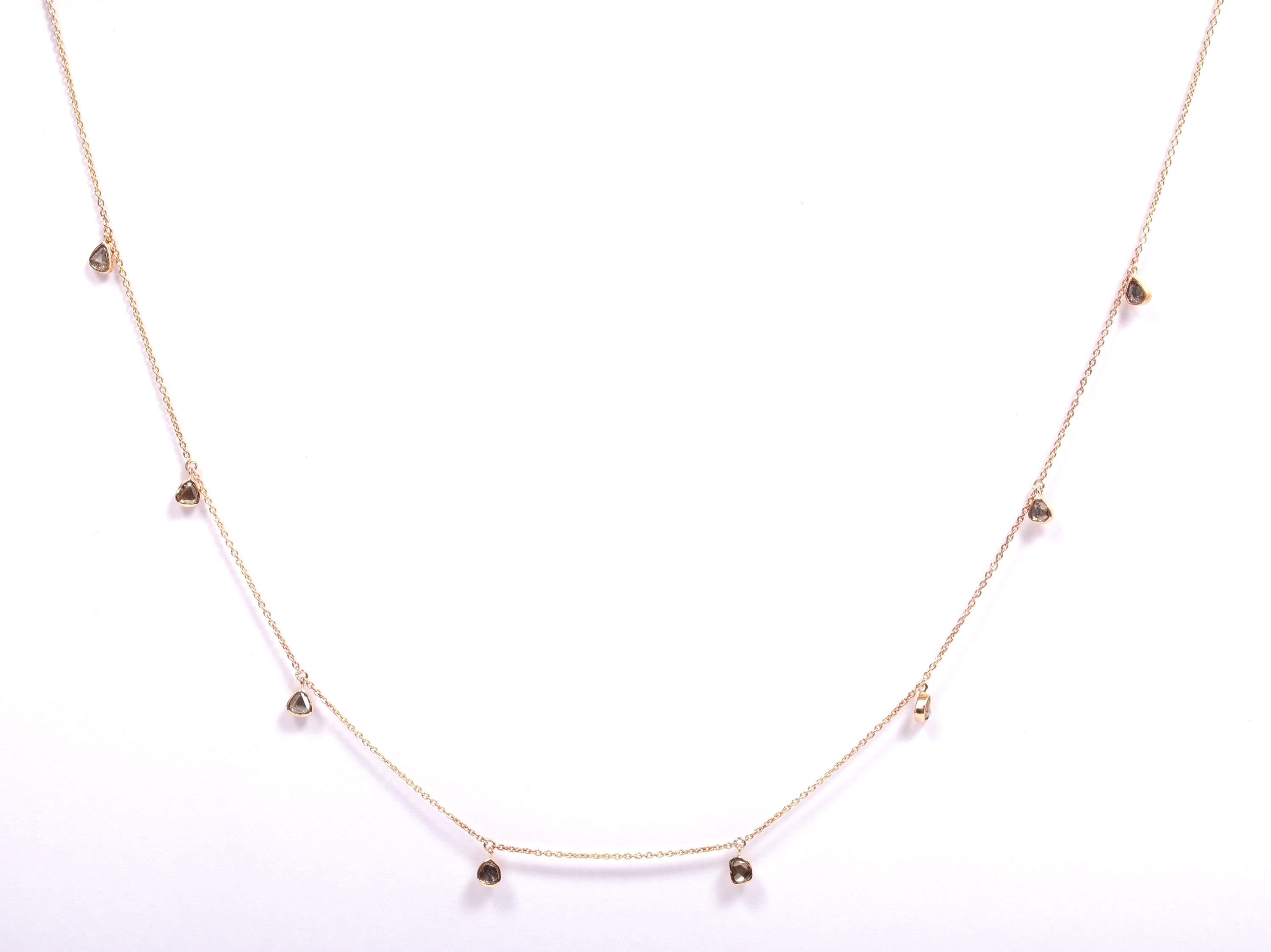 18k Rosecut Diamond Necklace | Slice Diamond Gold Necklace | Polki Diamond Necklace for Her -
