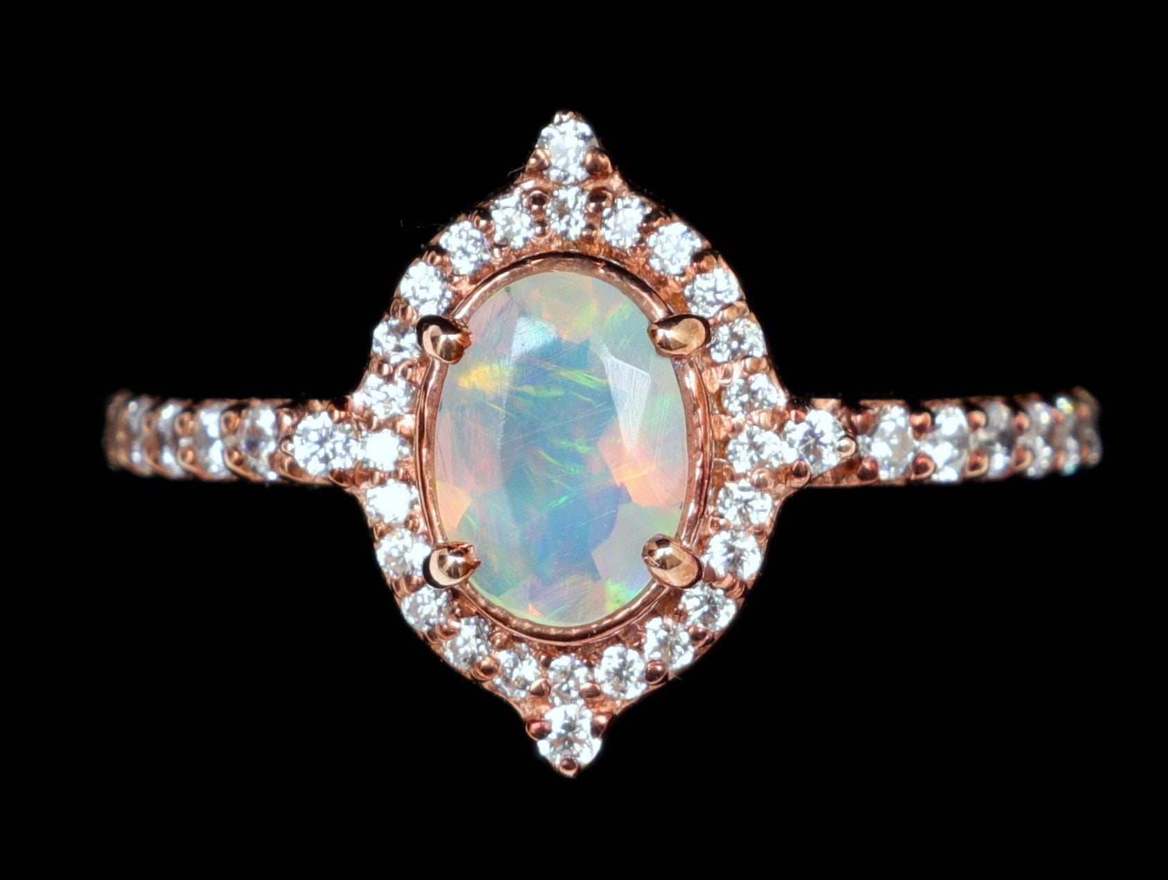 Opal Engagement Ring | Solid Gold Vintage Engagement Ring | Unique Wedding Anniversary Gift -