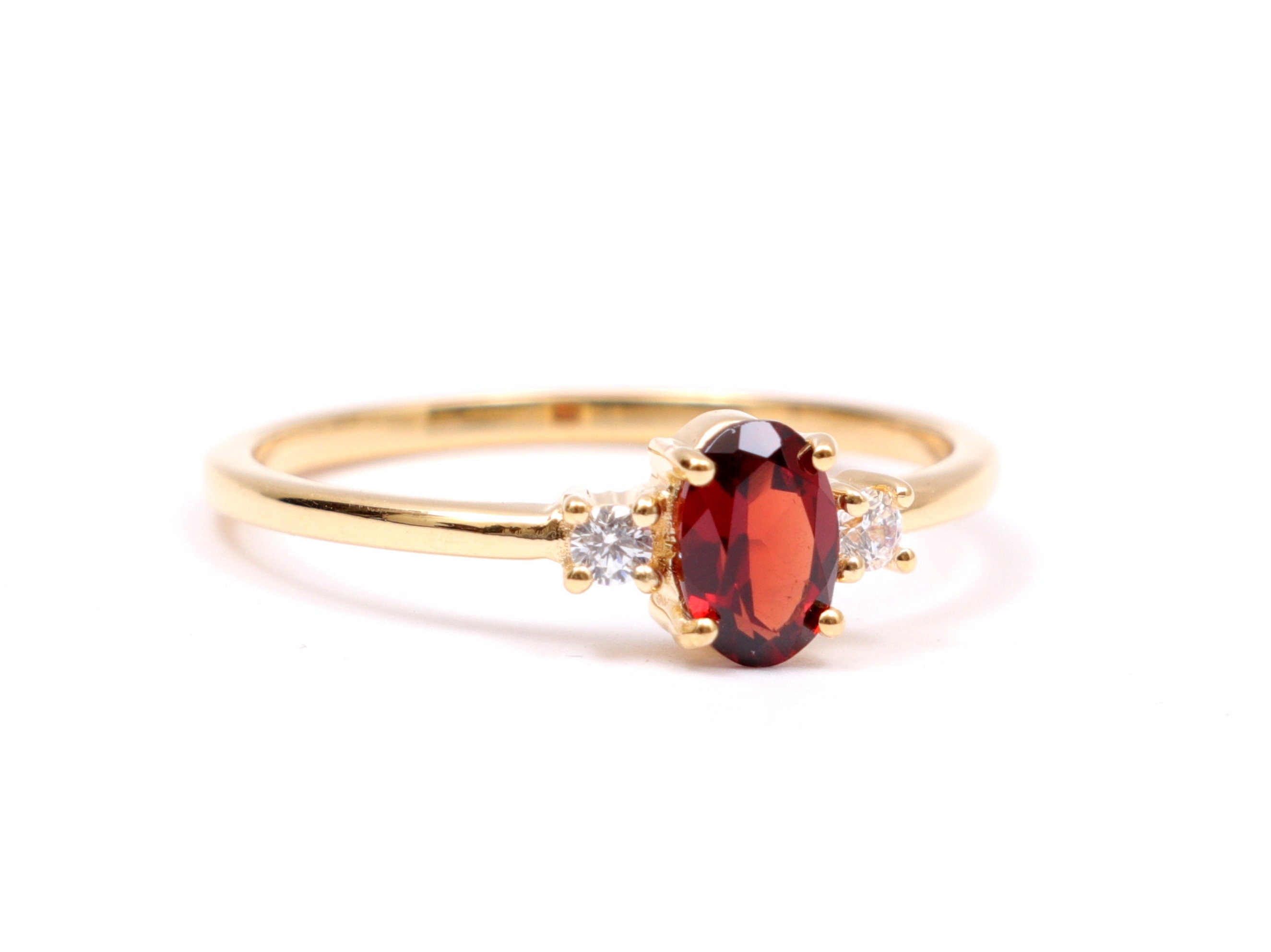 Red Garnet Engagement Ring | January Birthstone | Garnet & Moissanite Engagement Ring -