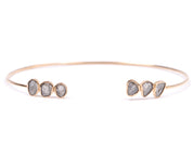 Slice Diamond Cuff Bangle | Adjustable Rose Cut Diamond Bangle | Gold Polki Diamond Bracelet -