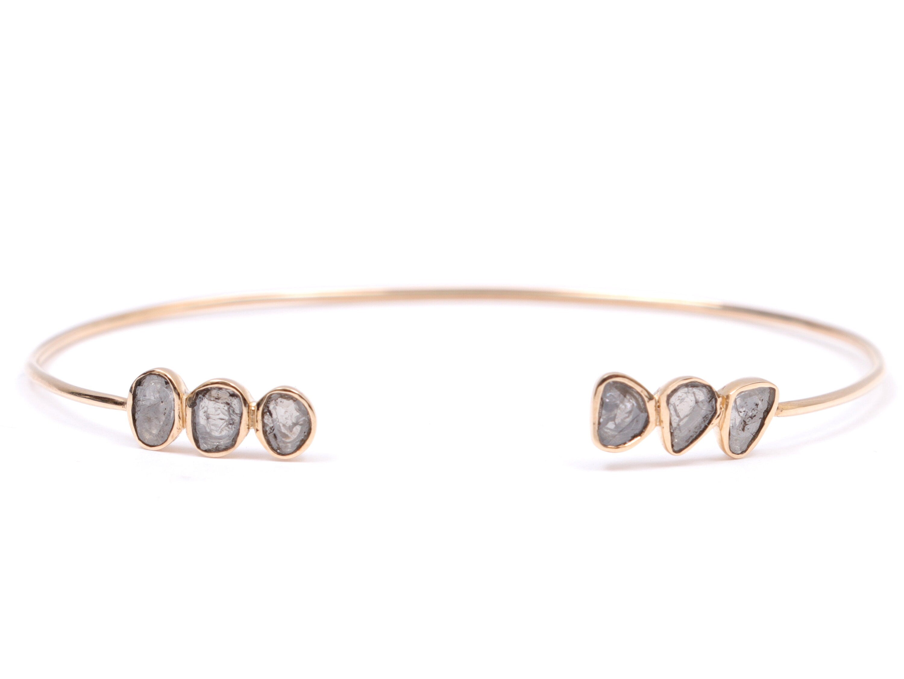 Slice Diamond Cuff Bangle | Adjustable Rose Cut Diamond Bangle | Gold Polki Diamond Bracelet -
