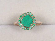 Raw Emerald Halo Ring | May Birthstone Engagement Ring | Raw Gemstone Ring -
