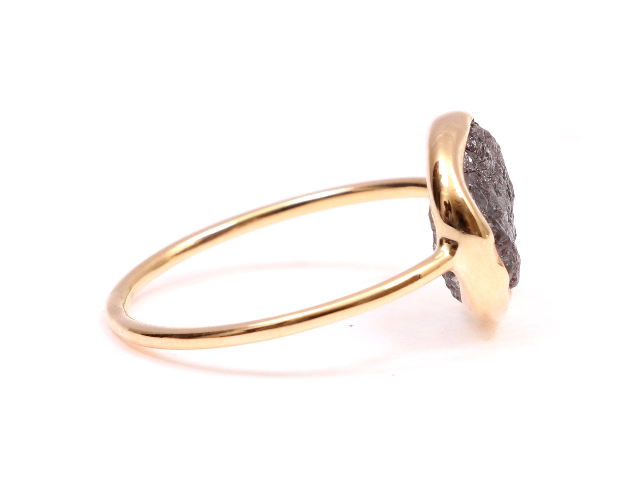 Raw Gray Diamond Engagement Ring | 2 Carat Rough Stone Promise Ring -