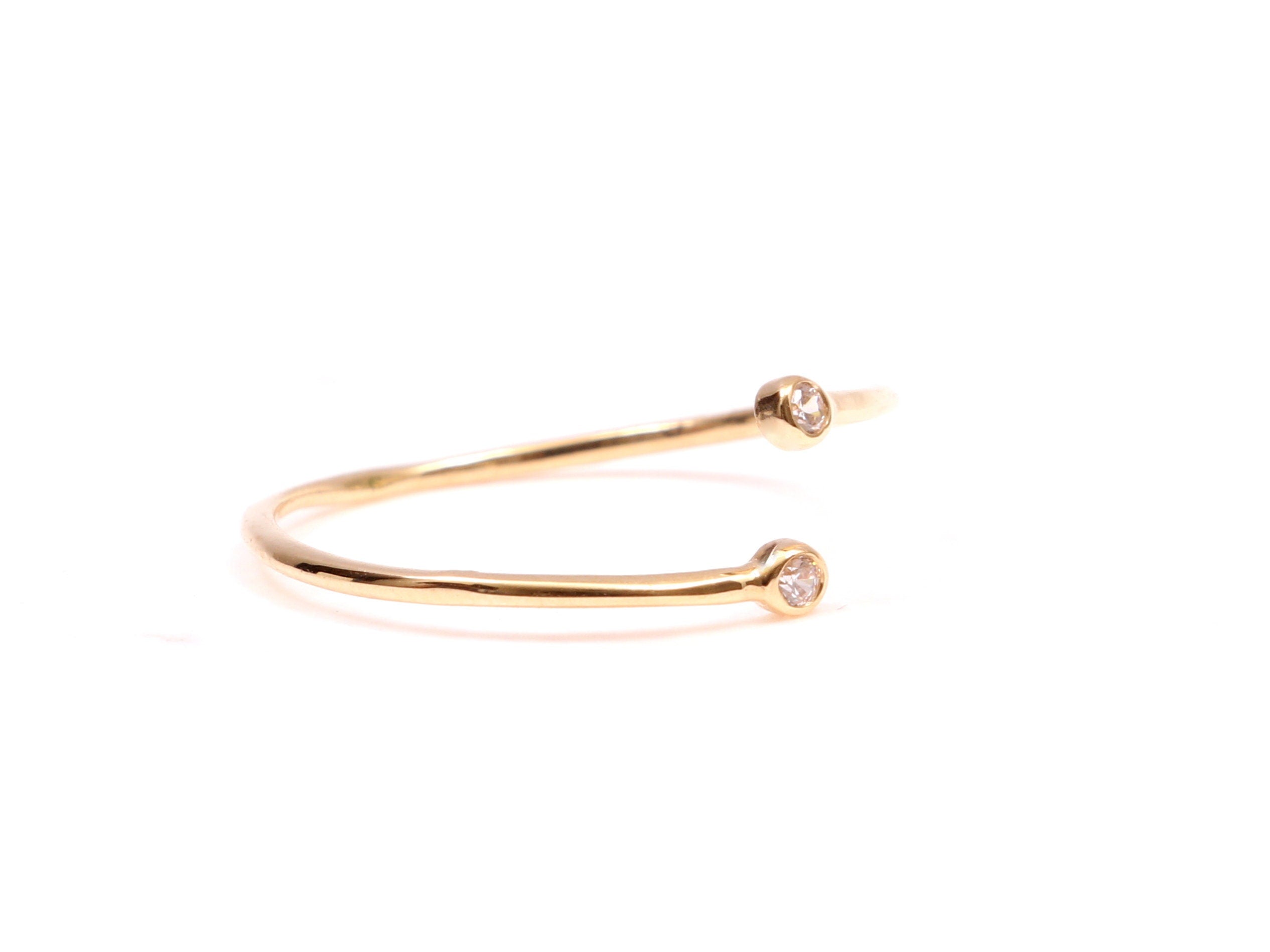 Adjustable Diamond Stacking Ring | Minimalist Gold Diamond Ring -