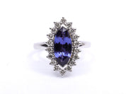 Tanzanite Marquise Engagement Ring | Art Deco White Gold Wedding Ring | Anniversary Gift -