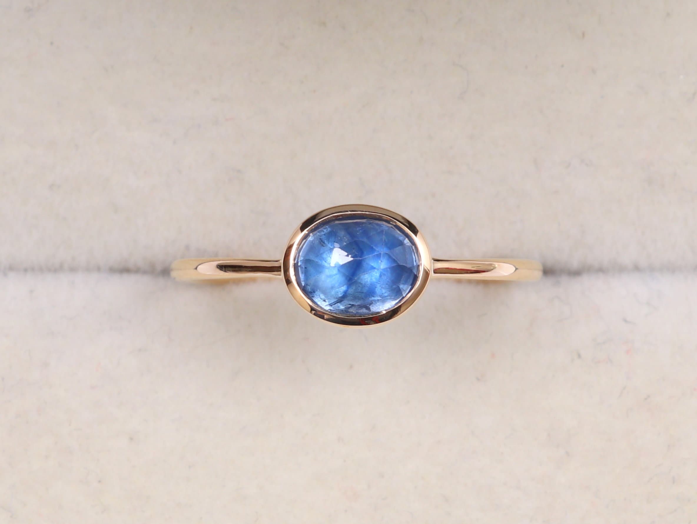 Blue Sapphire Ring | Rose Cut Sapphire Stacking Ring | Dainty Sapphire Gift -