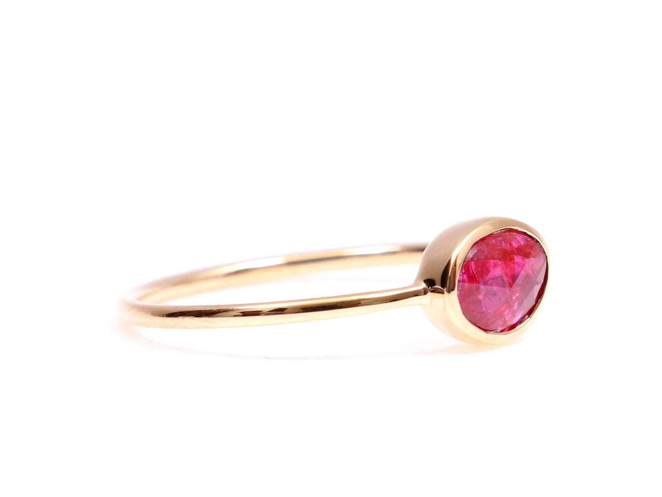 Pink Sapphire Ring | Rose Cut Sapphire Ring | Solid Gold Dainty Ring -