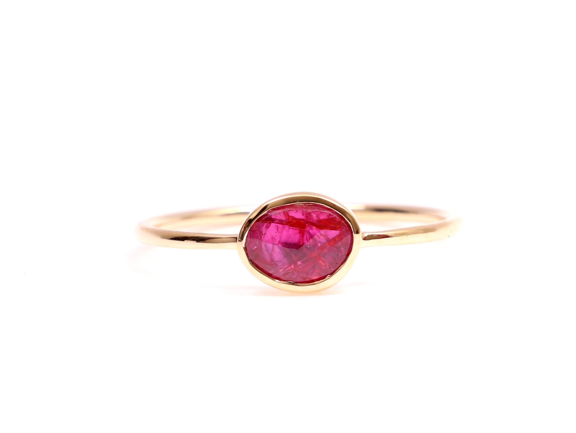 Pink Sapphire Ring | Rose Cut Sapphire Ring | Solid Gold Dainty Ring -