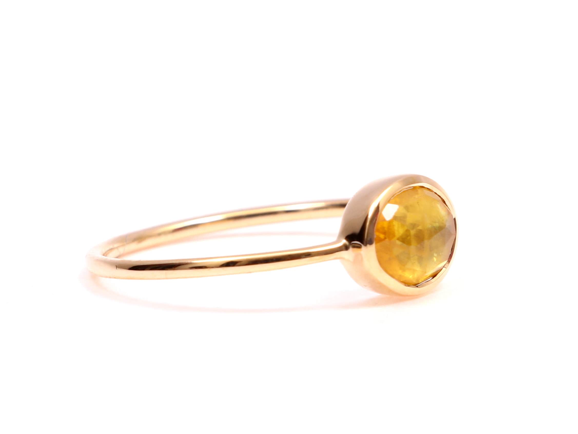 Yellow Sapphire Ring | Rose Cut Sapphire Band | Solid Gold Gift for Her -