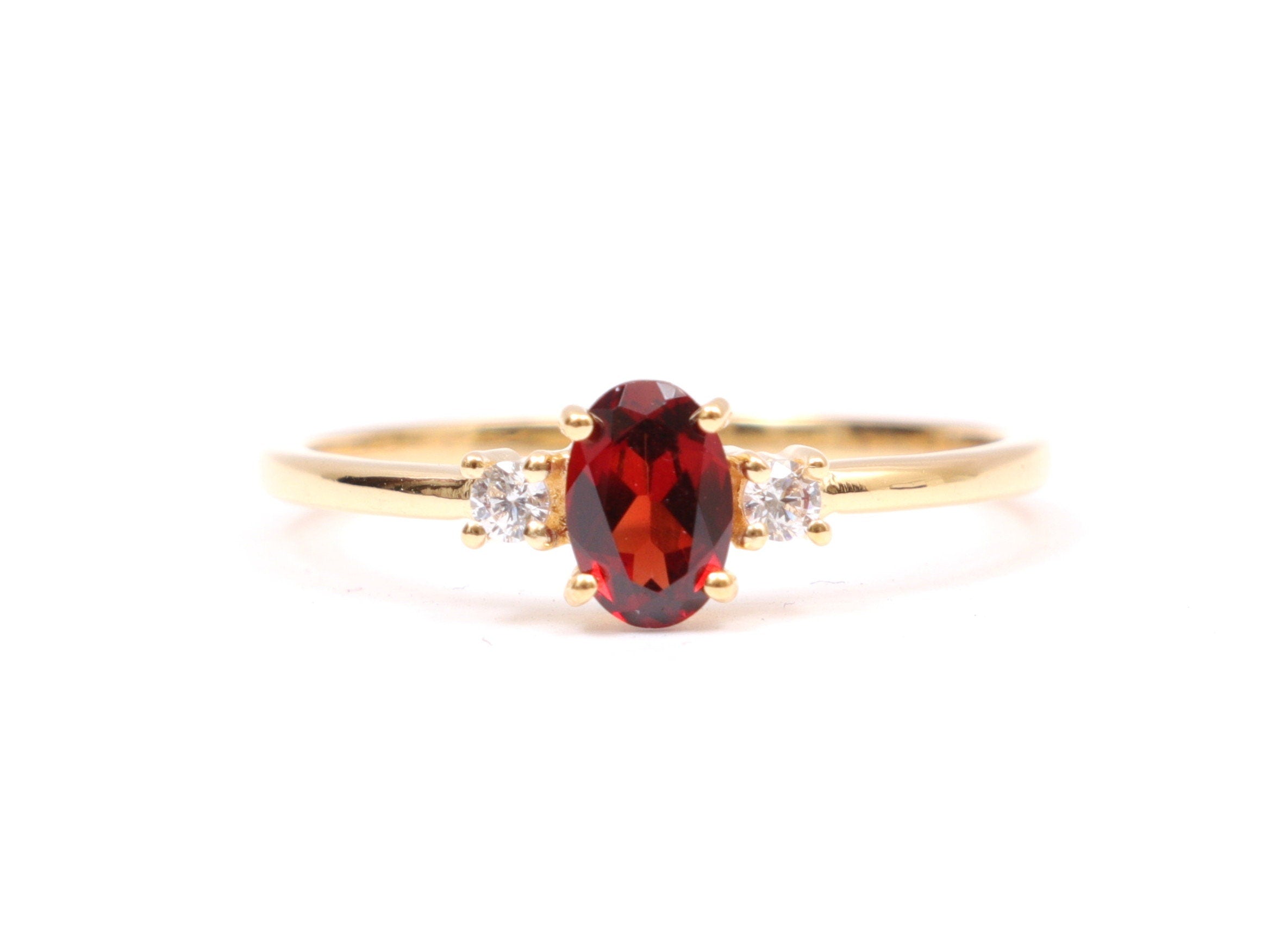 Red Garnet Engagement Ring | January Birthstone | Garnet & Moissanite Engagement Ring -