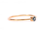 Teal Sapphire Stacking Ring | Blue Sapphire Gold Stackable Ring | Dainty Parti Sapphire Ring -