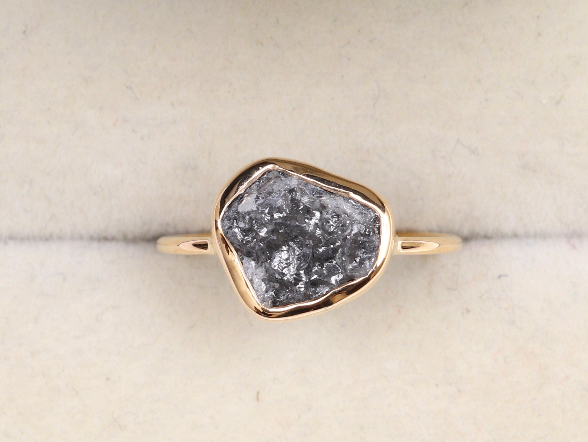 Raw Gray Diamond Engagement Ring | 2 Carat Rough Stone Promise Ring -