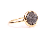 Raw Gray Diamond Engagement Ring | 2 Carat Rough Stone Promise Ring -
