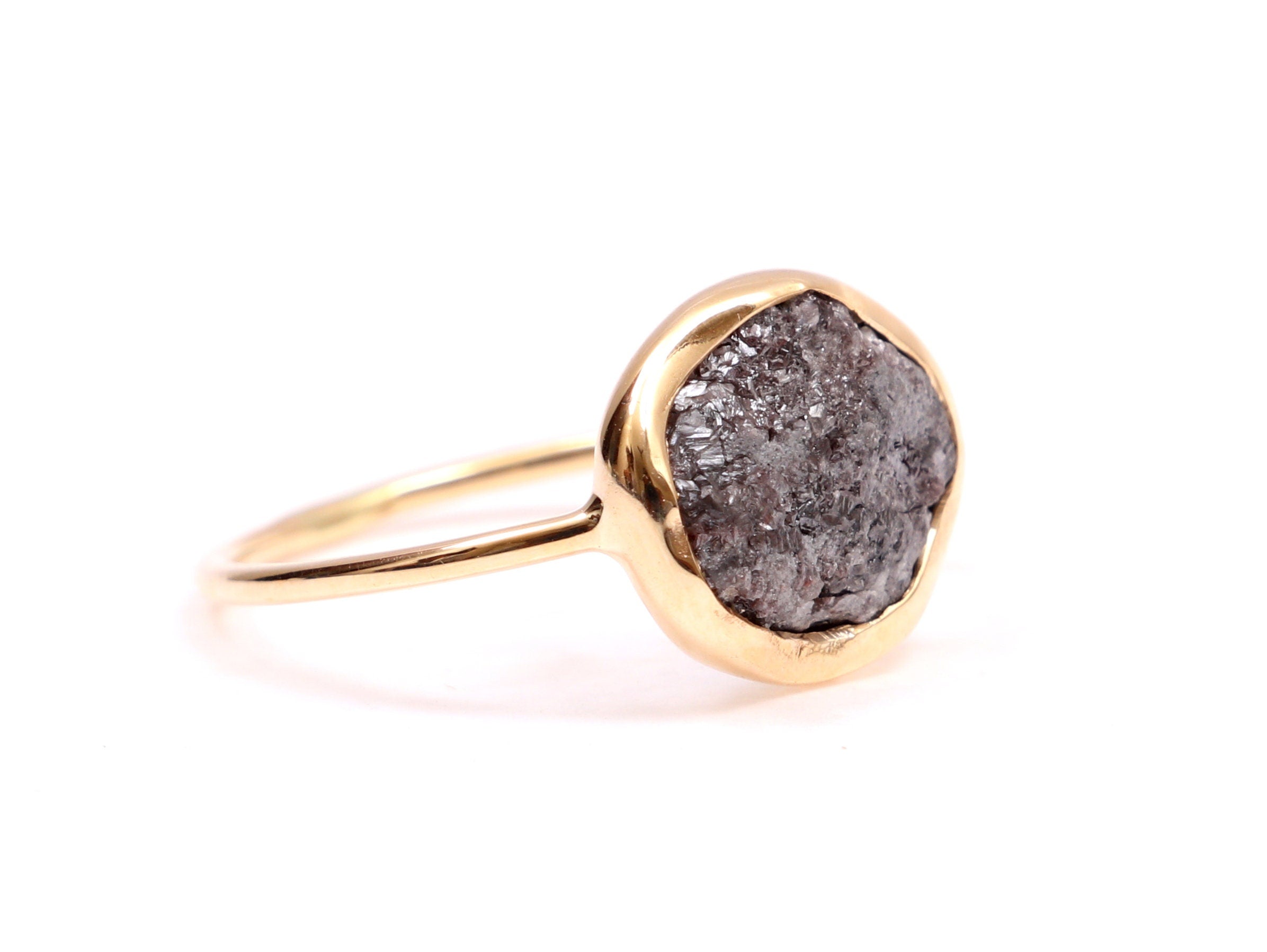 Raw Gray Diamond Engagement Ring | 2 Carat Rough Stone Promise Ring -
