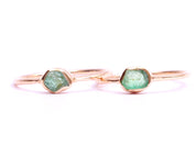 Raw Emerald Ring | Rough Emerald | Gold Stackable Stacking Ring | May Birthstone -