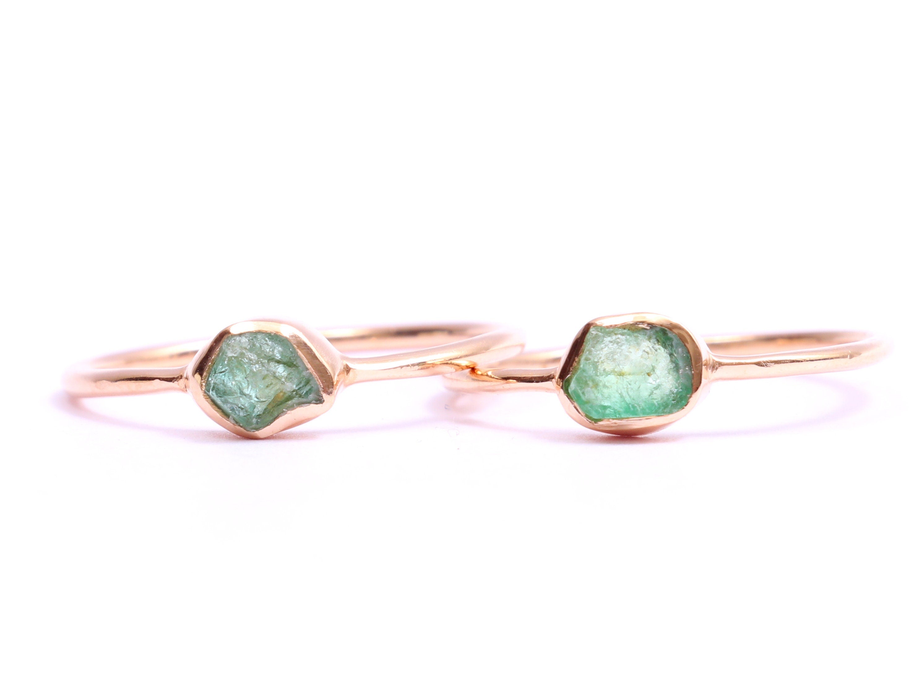 Raw Emerald Ring | Rough Emerald | Gold Stackable Stacking Ring | May Birthstone -