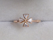 Art Deco Diamond Engagement Ring | Triangle Diamond Ring, Geometric Gold Engagement Ring -