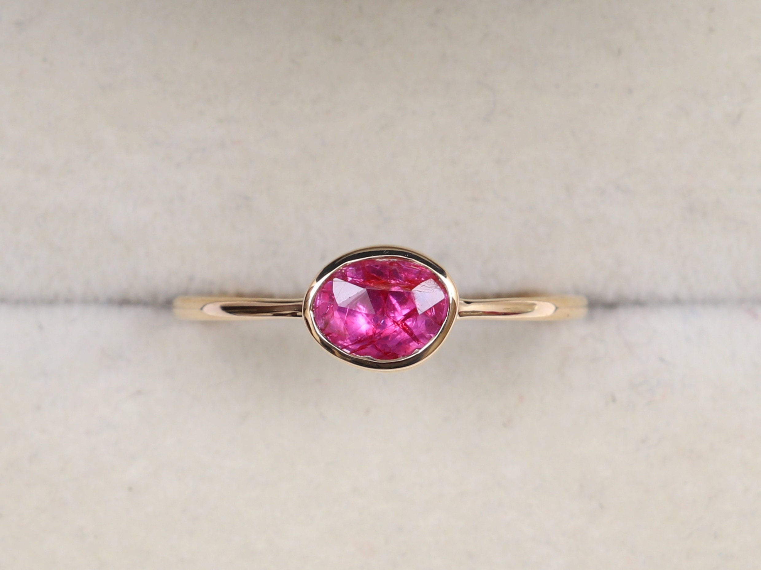 Pink Sapphire Ring | Rose Cut Sapphire Ring | Solid Gold Dainty Ring -