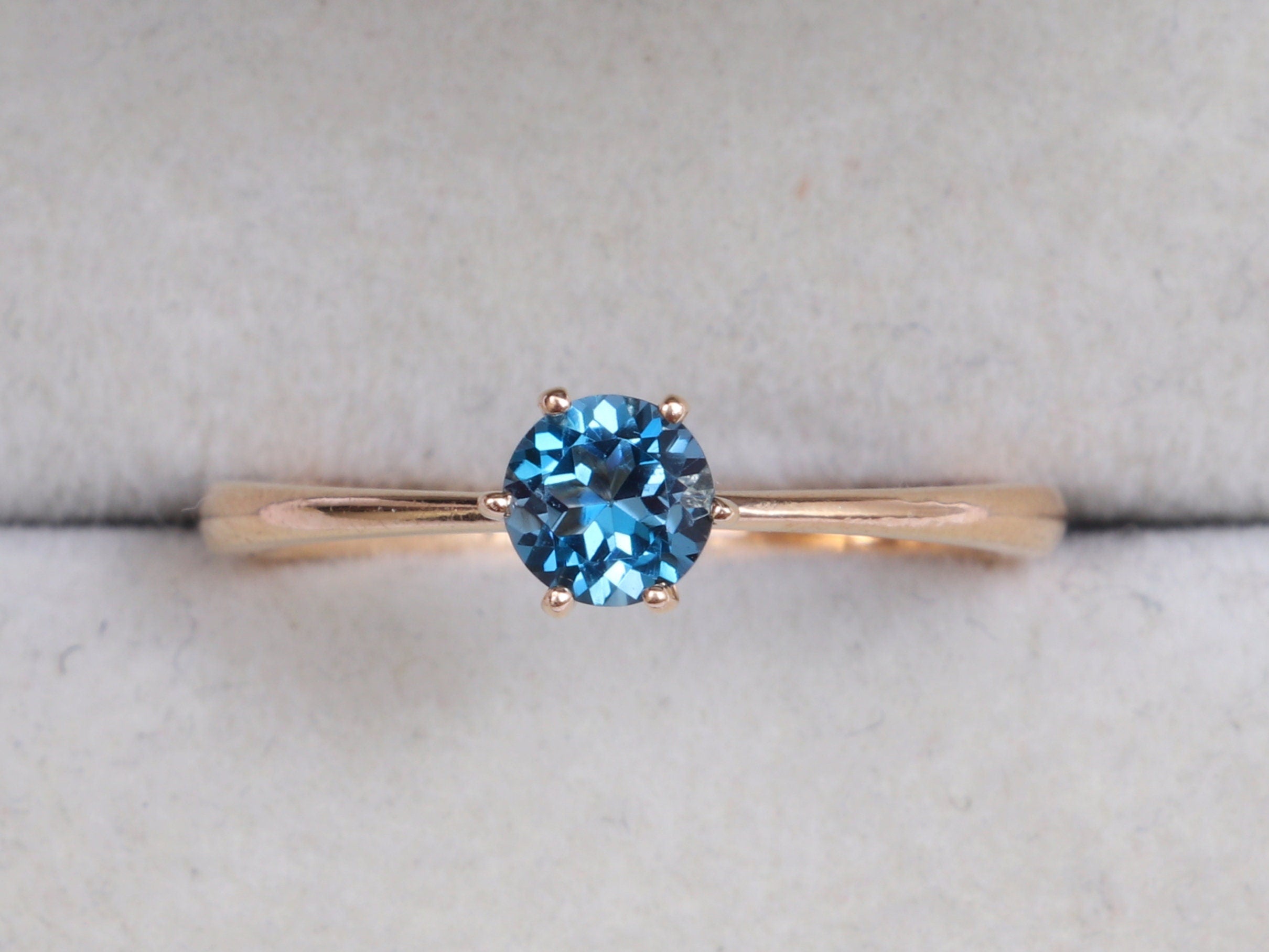 London Blue Topaz Ring | Solitaire Engagement Ring | December Birthstone Topaz Ring -