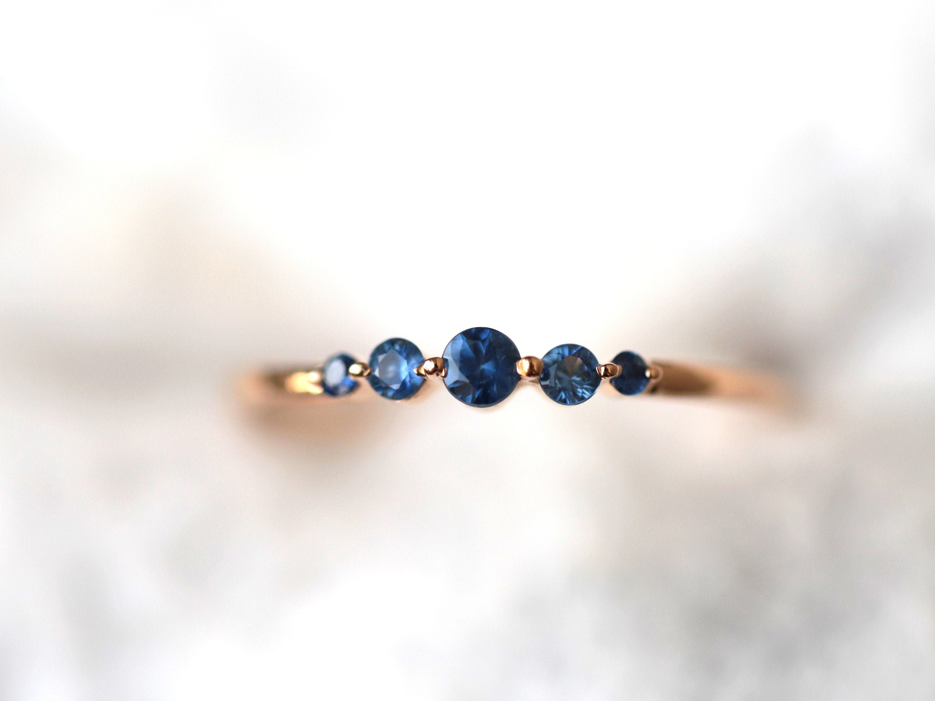Minimalist Blue Sapphire Stacking Ring | Thin Dainty Sapphire Ring | Blue Sapphire Stacking Band -