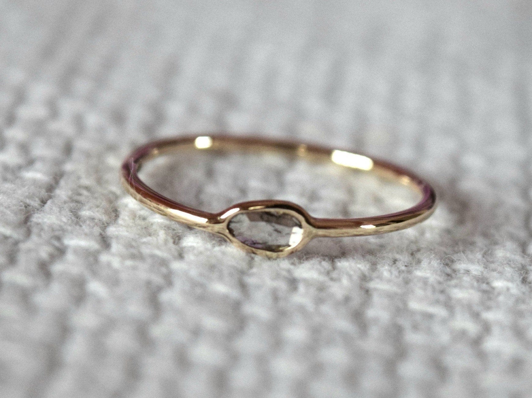 Rose Cut Diamond Stacking Ring | Polki Slice Diamond Ring | Dainty Diamond Stacking Ring -