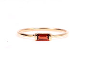 Red Garnet Baguette Ring | Garnet Stacking Ring | January Birthstone Dainty Garnet Ring -