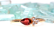 Garnet Engagement Ring | Red Garnet Diamond Stacking Ring | January Birthstone Dainty Ring -