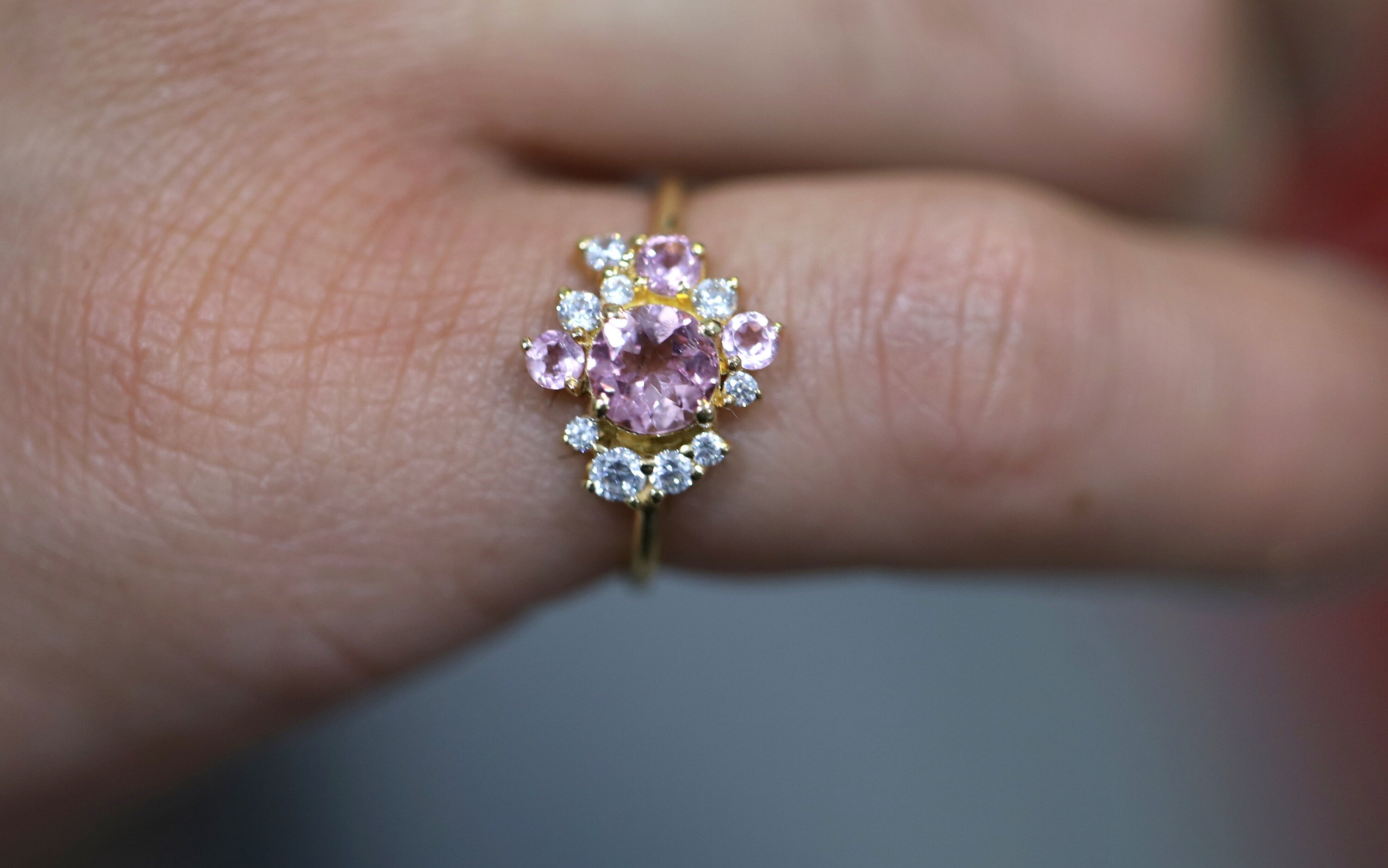 Cluster Engagement Ring | Tourmaline Cluster Ring | Multi-Stone Diamond Engagement Ring -