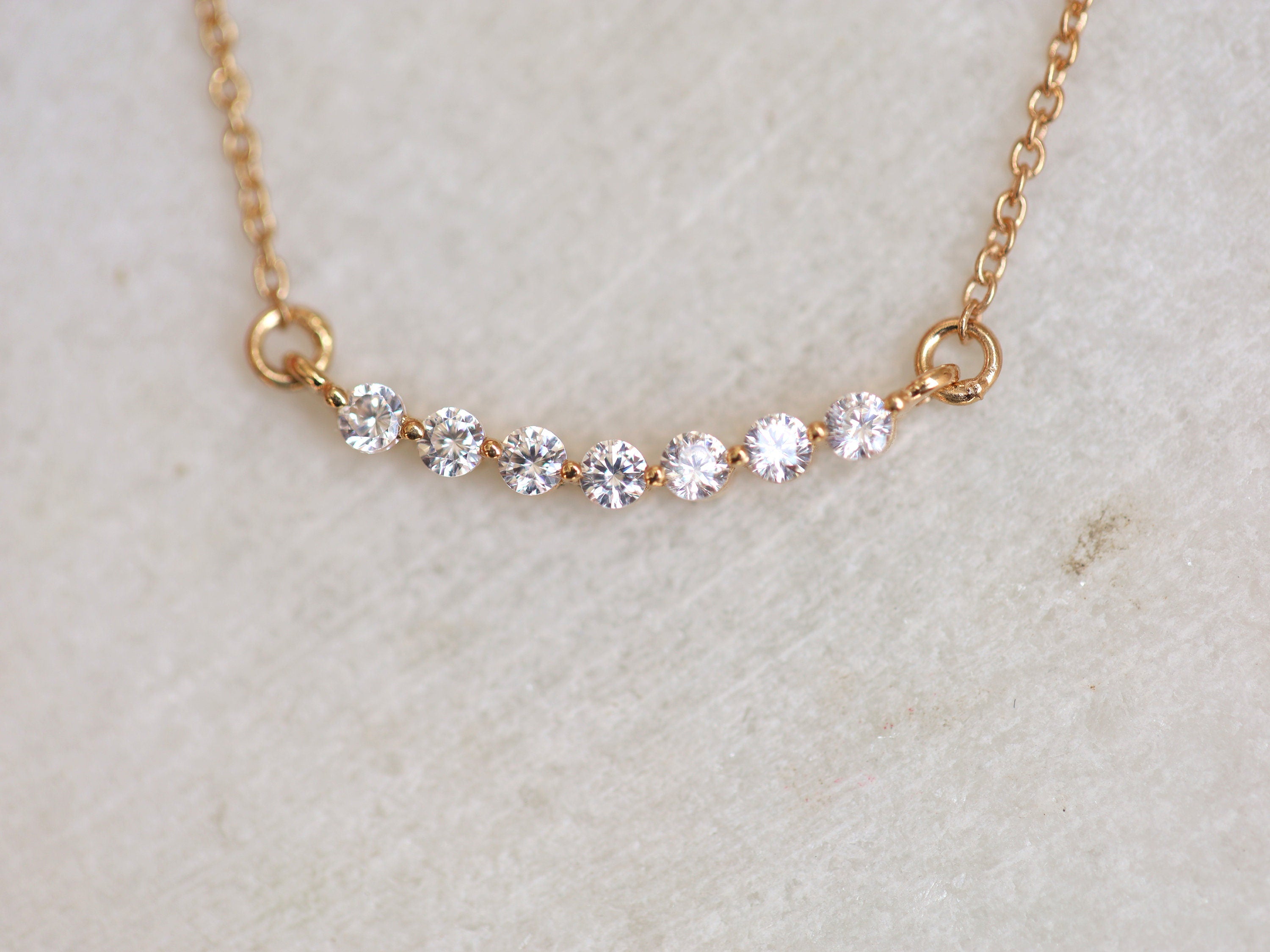 Cluster Diamond Necklace | Solid Gold Rose Gold Diamond Cluster Necklace | Elegant Jewelry for Her -