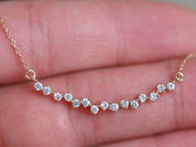 Cluster Diamond Necklace | Rose Gold & Gold Diamond Cluster Necklace | Elegant Jewelry for Her -