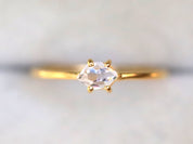 Herkimer Diamond Ring | Raw Diamond Stacking Ring | Gold Engagement Ring -