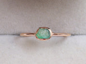 Raw Emerald Ring | Rough Emerald | Gold Stackable Stacking Ring | May Birthstone -