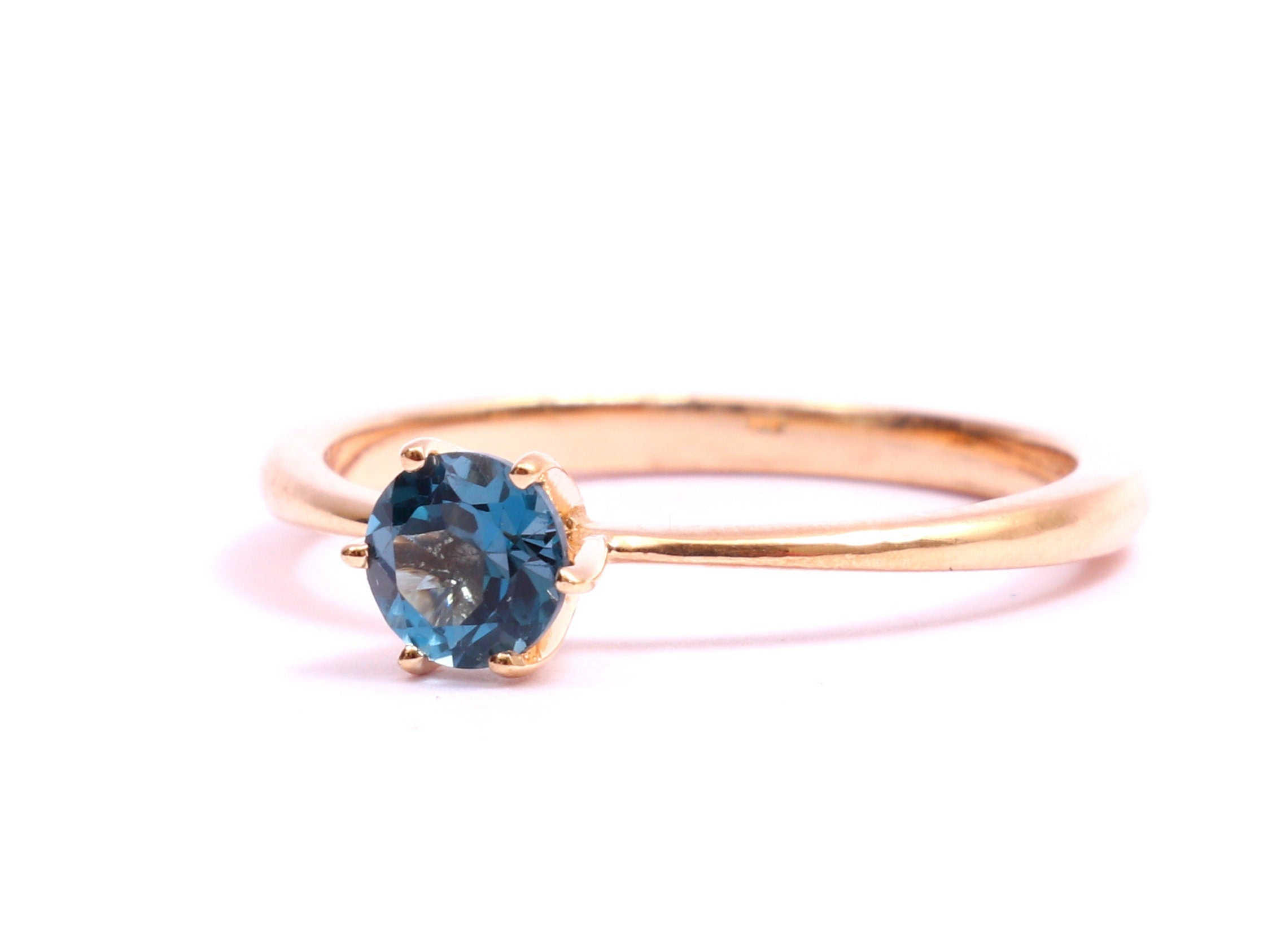 London Blue Topaz Ring | Solitaire Engagement Ring | December Birthstone Topaz Ring -