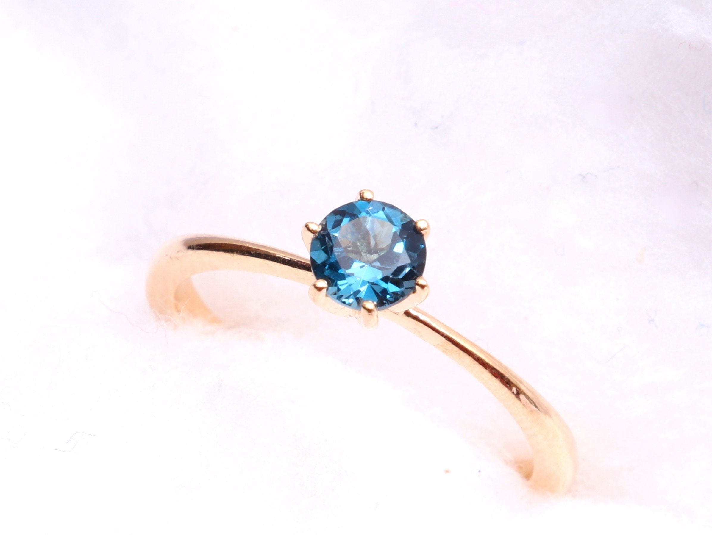London Blue Topaz Ring | Solitaire Engagement Ring | December Birthstone Topaz Ring -