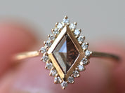 Champagne Diamond Kite Engagement Ring | Rose Cut Brown Diamond Ring | Unique Diamond Engagement Ring -