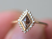Champagne Diamond Kite Engagement Ring | Rose Cut Brown Diamond Ring | Unique Diamond Engagement Ring -