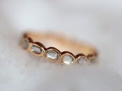 Rose Cut Diamond Wedding Band | Thin Diamond Band | Eternity Ring | Rose Gold Stackable Ring -