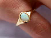 Australian Opal Signet Ring | Fire Opal Gold Signet Ring | Father’s Day Gift -