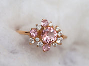 Cluster Engagement Ring | Tourmaline Cluster Ring | Multi-Stone Diamond Engagement Ring -