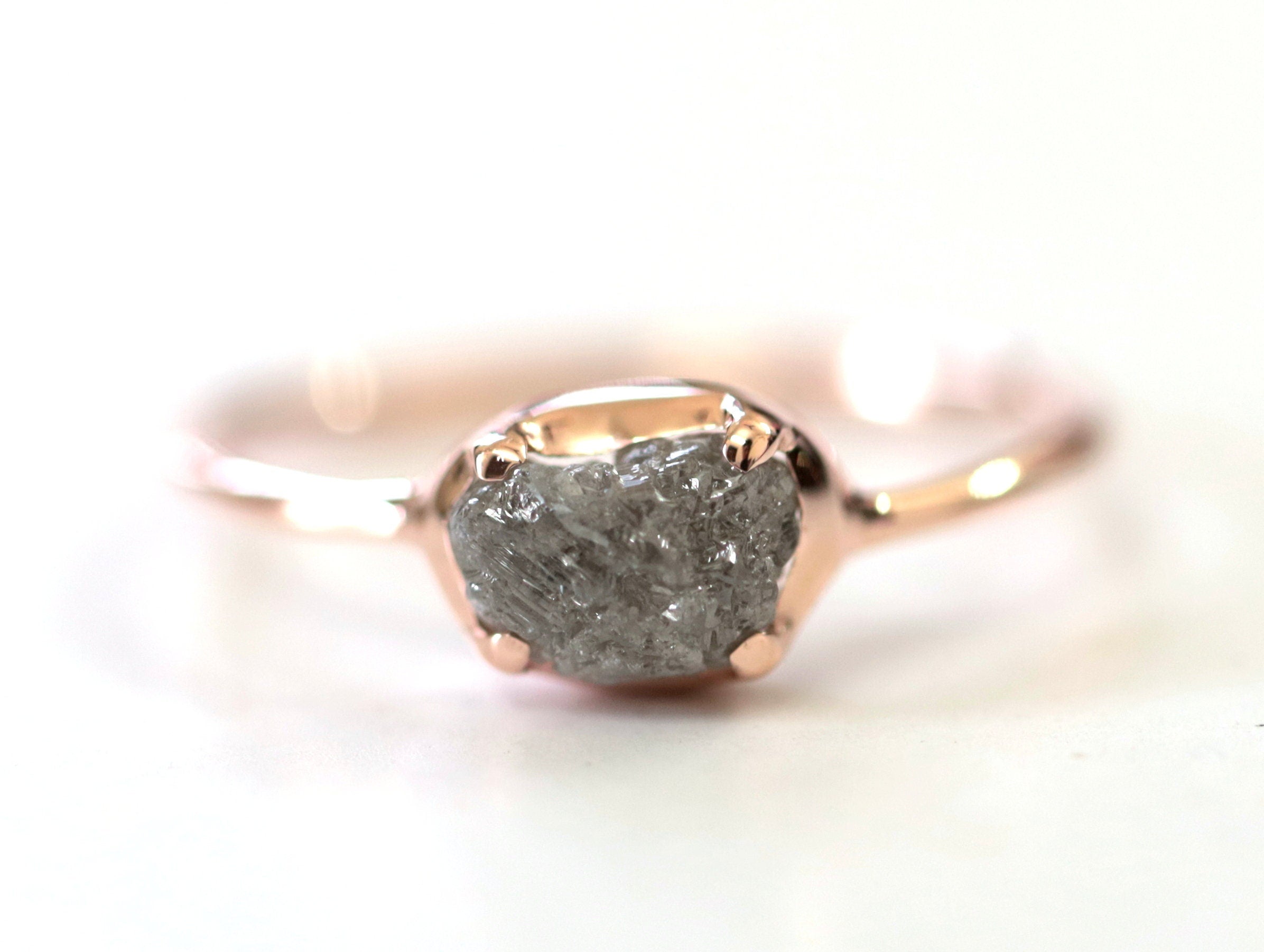 Raw Diamond Ring | Natural Rough Diamond | Gold Raw Gemstone Jewelry | 2 Carat -