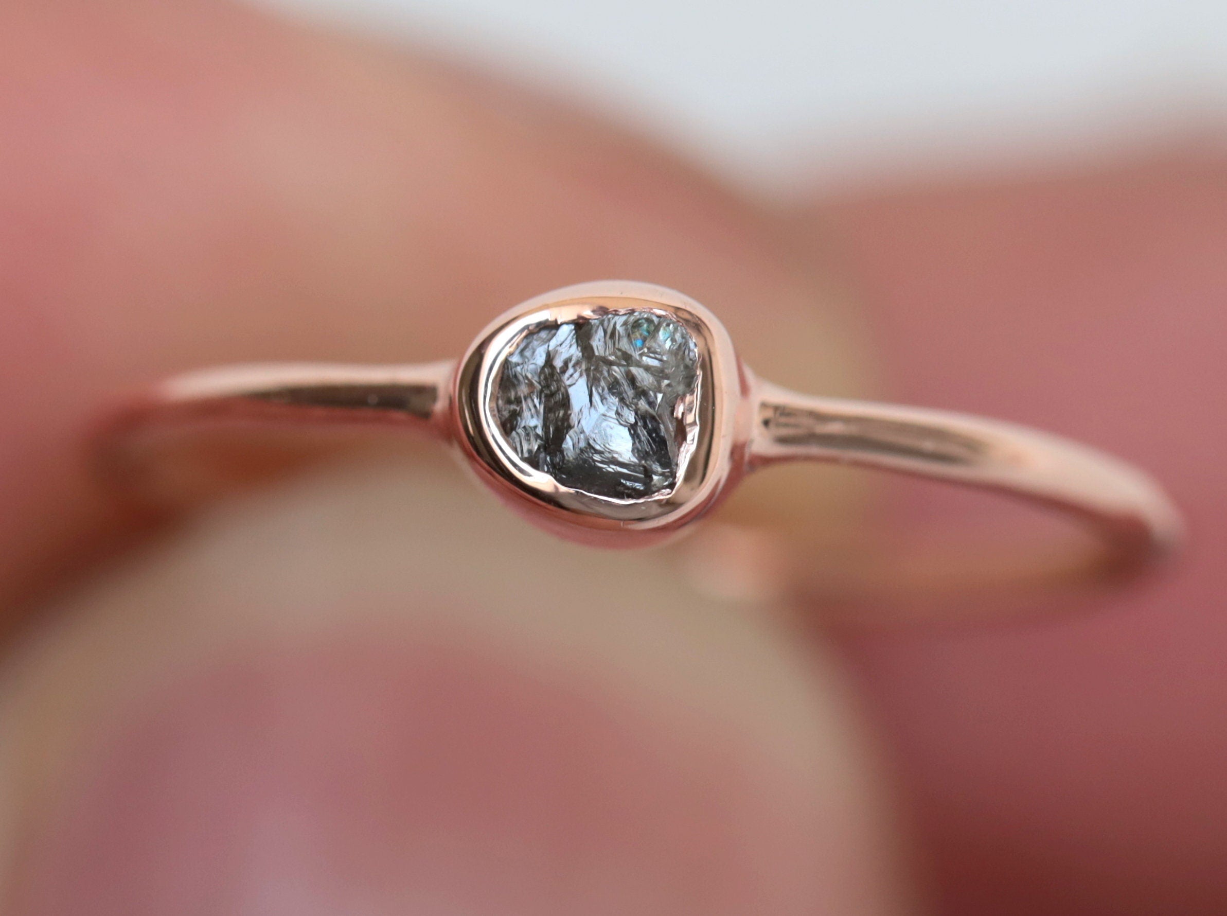 Raw Diamond Engagement Ring | Natural Rough Diamond Ring | Gold Raw Stone Ring -