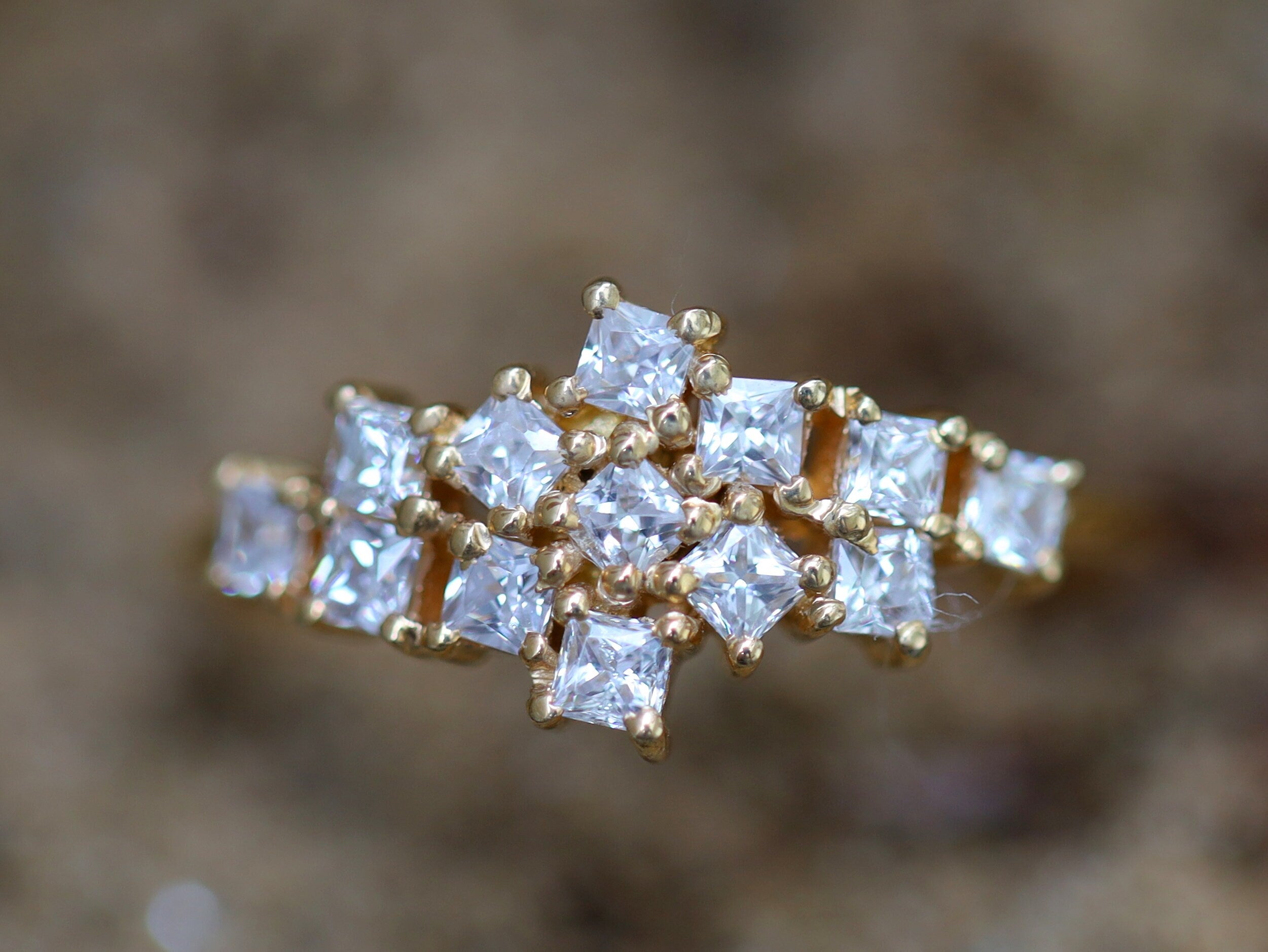 Moissanite Cluster Engagement Ring | Square Diamond | Princess Cluster Engagement Ring -