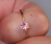 Pink Tourmaline Engagement Ring | Rubellite Solitaire Ring | October Birthstone Tourmaline Ring -