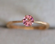 Pink Tourmaline Engagement Ring | Rubellite Solitaire Ring | October Birthstone Tourmaline Ring -