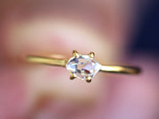 Herkimer Diamond Ring | Raw Diamond Stacking Ring | Gold Engagement Ring -