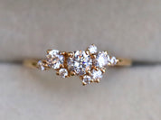 Moissanite Engagement Cluster Ring | Diamond Stacking Ring | Alternate Diamond Ring | Moissanite Ring -