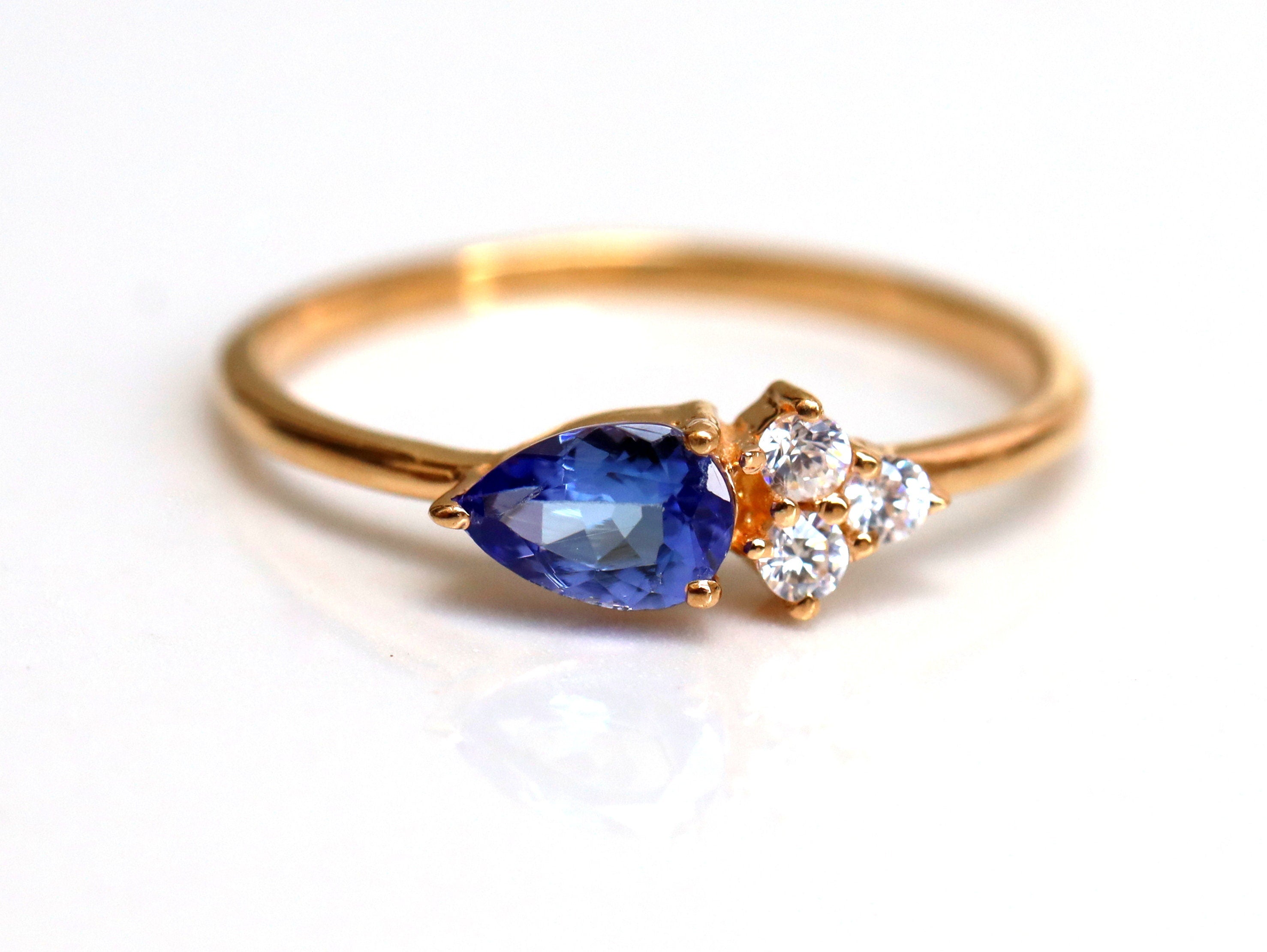 Tanzanite Engagement Ring | Tanzanite & Diamond Cluster Ring -
